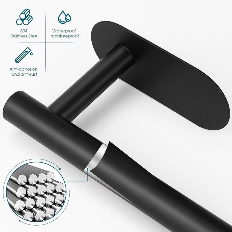 DGWHYC Self Adhesive Toilet Paper Holder, Matte Black Toilet Paper Holder Rustproof 304 Stainless Steel for Bathroom, Kitchen and Washroom, 3M Wall Mount DG-TPA21 - Image 4